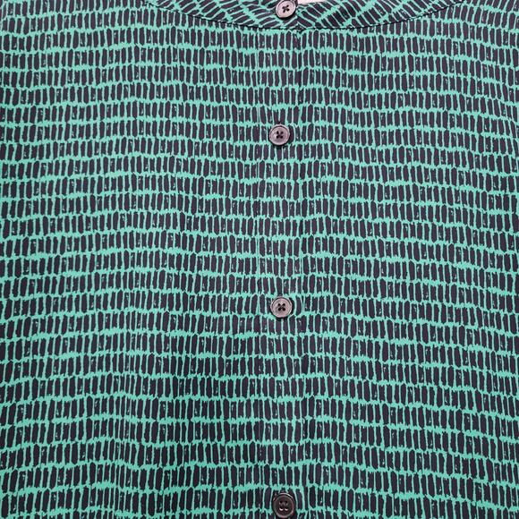 Banana Republic Top Womens Size XL Green Blue Back Button Crop Slit Sleeve - Picture 3 of 10